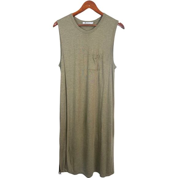 T Alexander Wang Olive Green Overlay Dress Size M Rayon EUC $295 retail - Picture 3 of 6